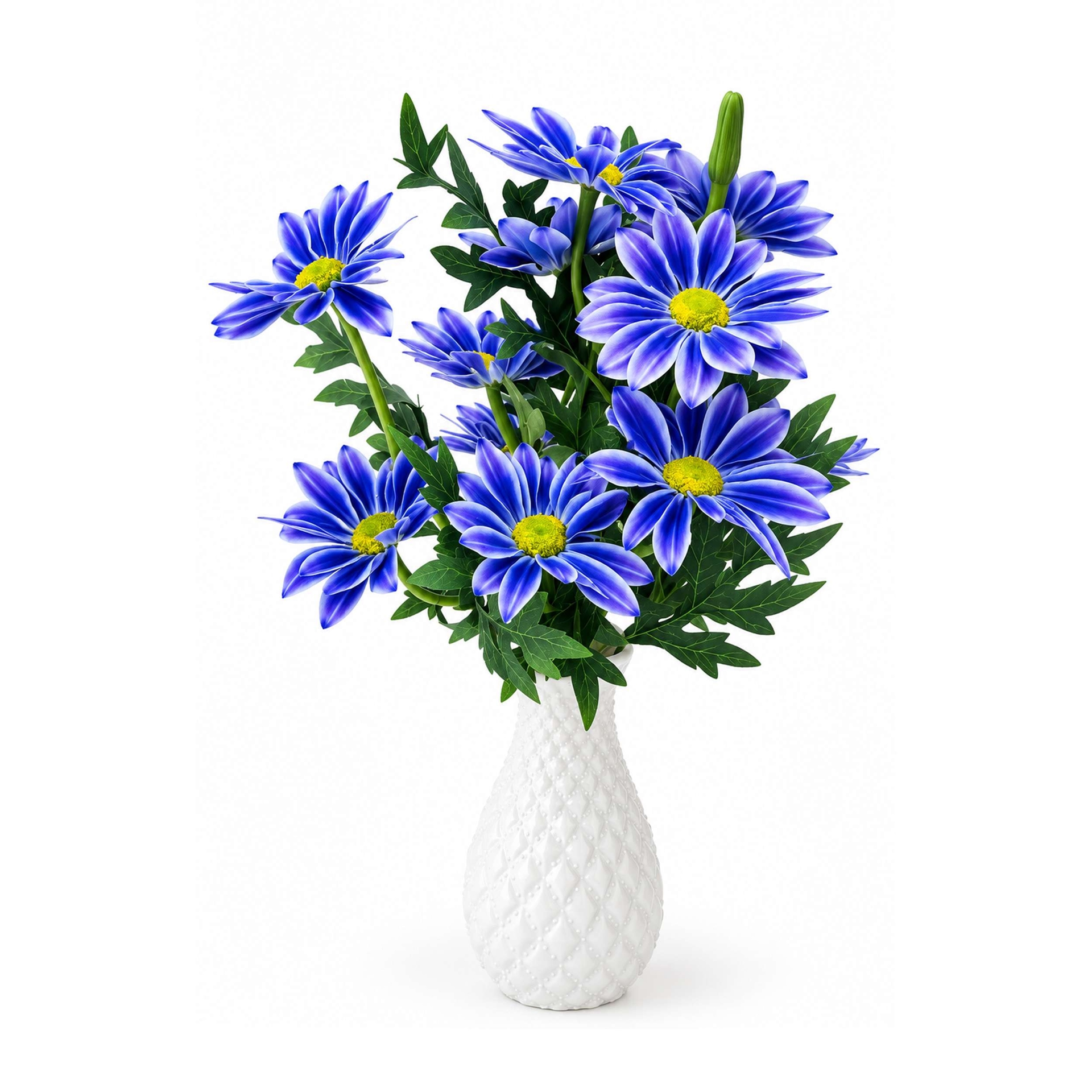 Blue Artificial Zinia Flower with Tub