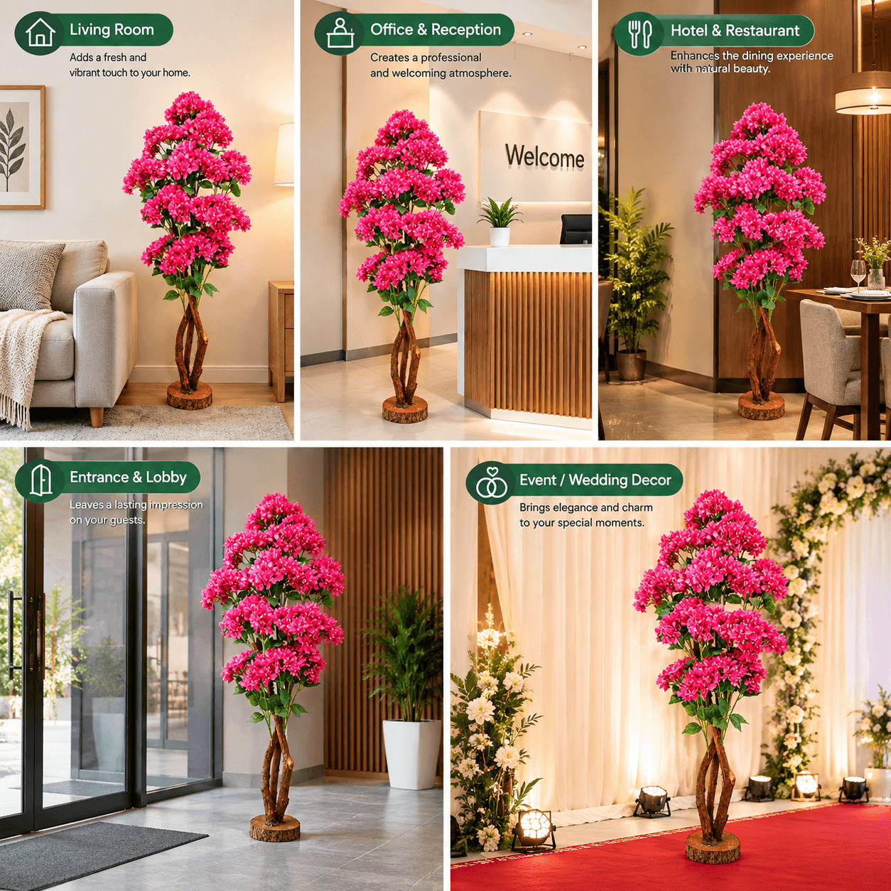 Baganbilash Artificial Plant Pink Color 5 Feet 2