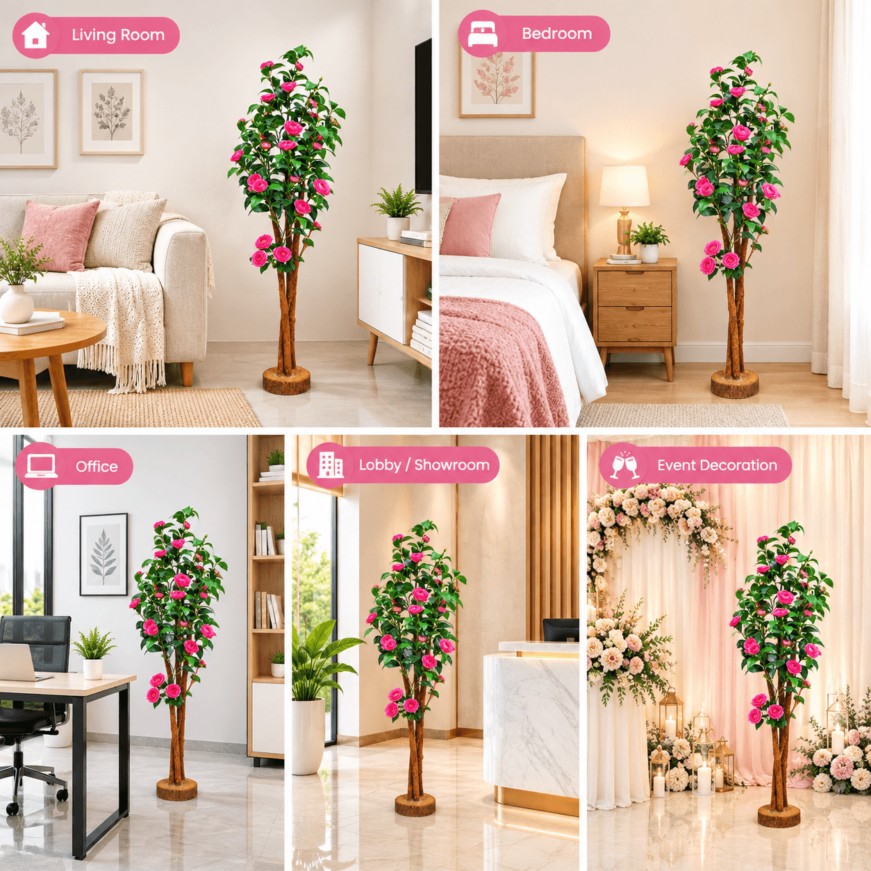 Camelia Artificial Plant Pink Color Flower 2