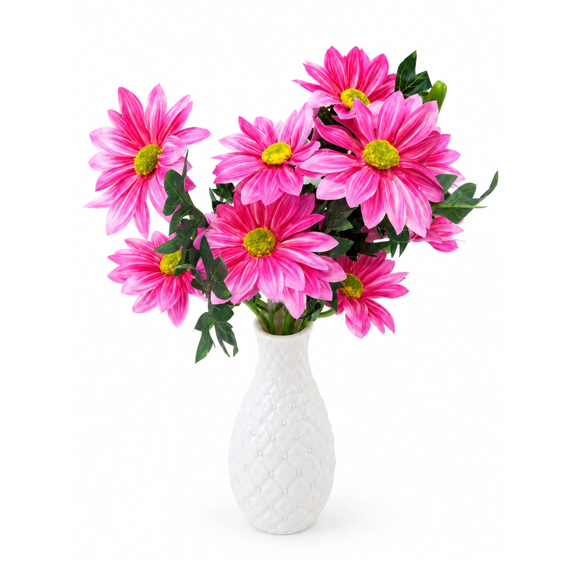 Deep Artificial Pink Zinnia Flower with Tub