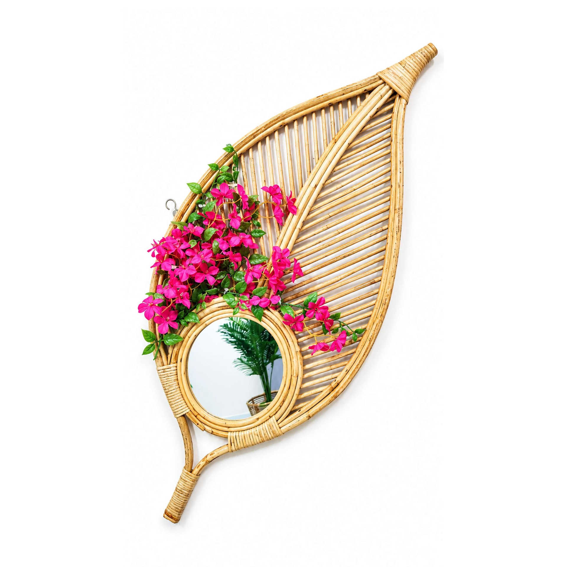 Pata (leaf) Mirror with Artificial Baganbilas Flower