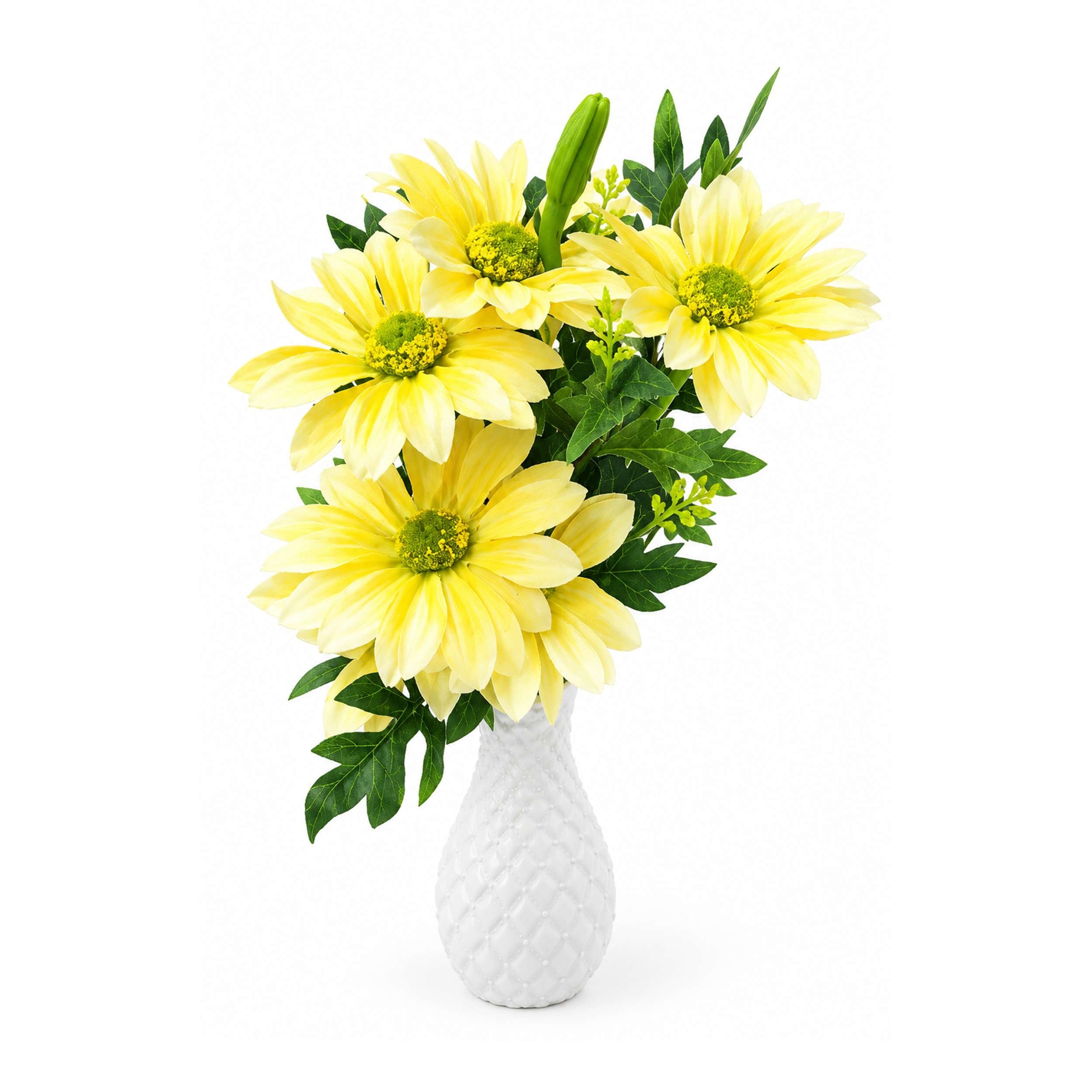 Yellow Artificial Zinia Flower with Tub