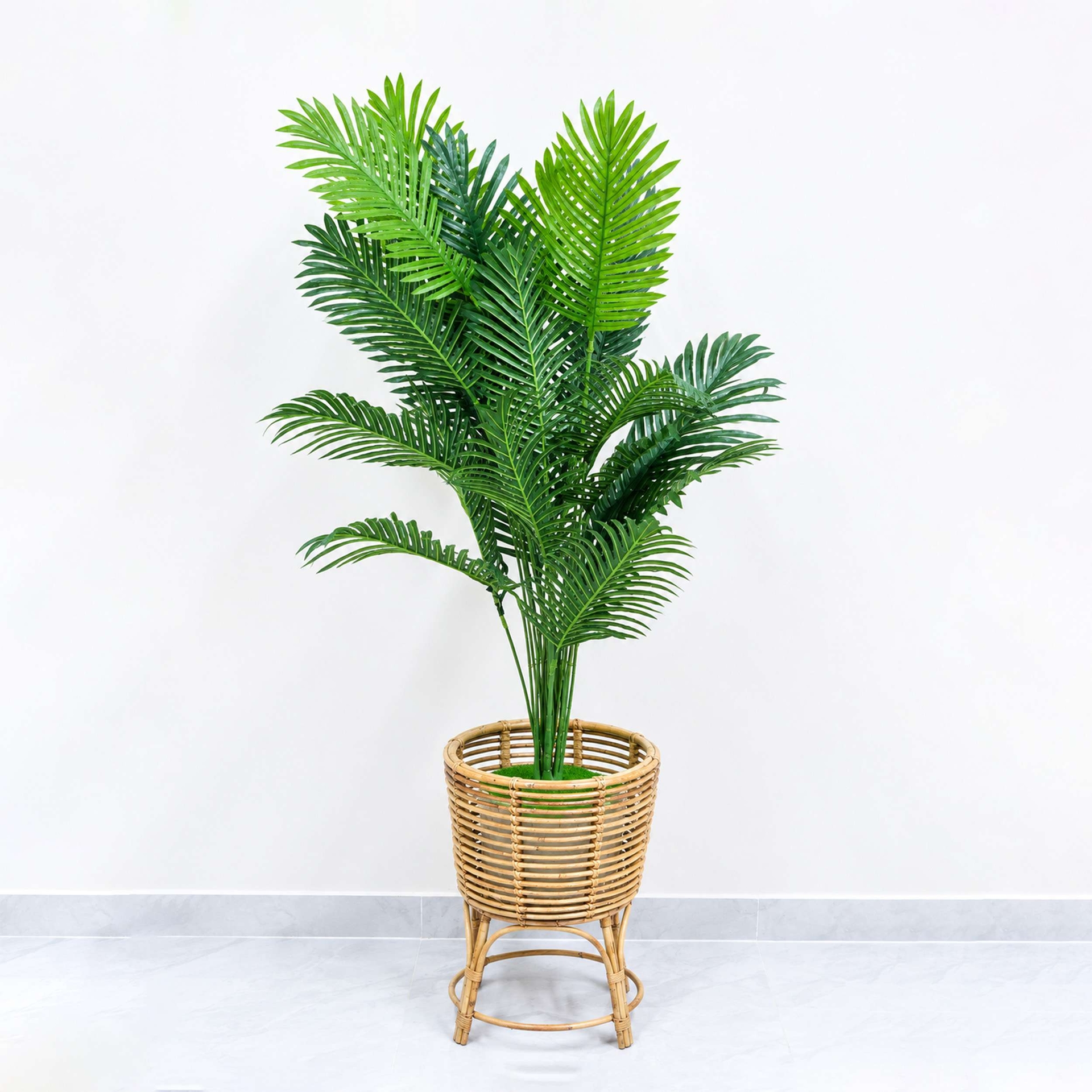 Palm Artificial Tree With Rattan Planter