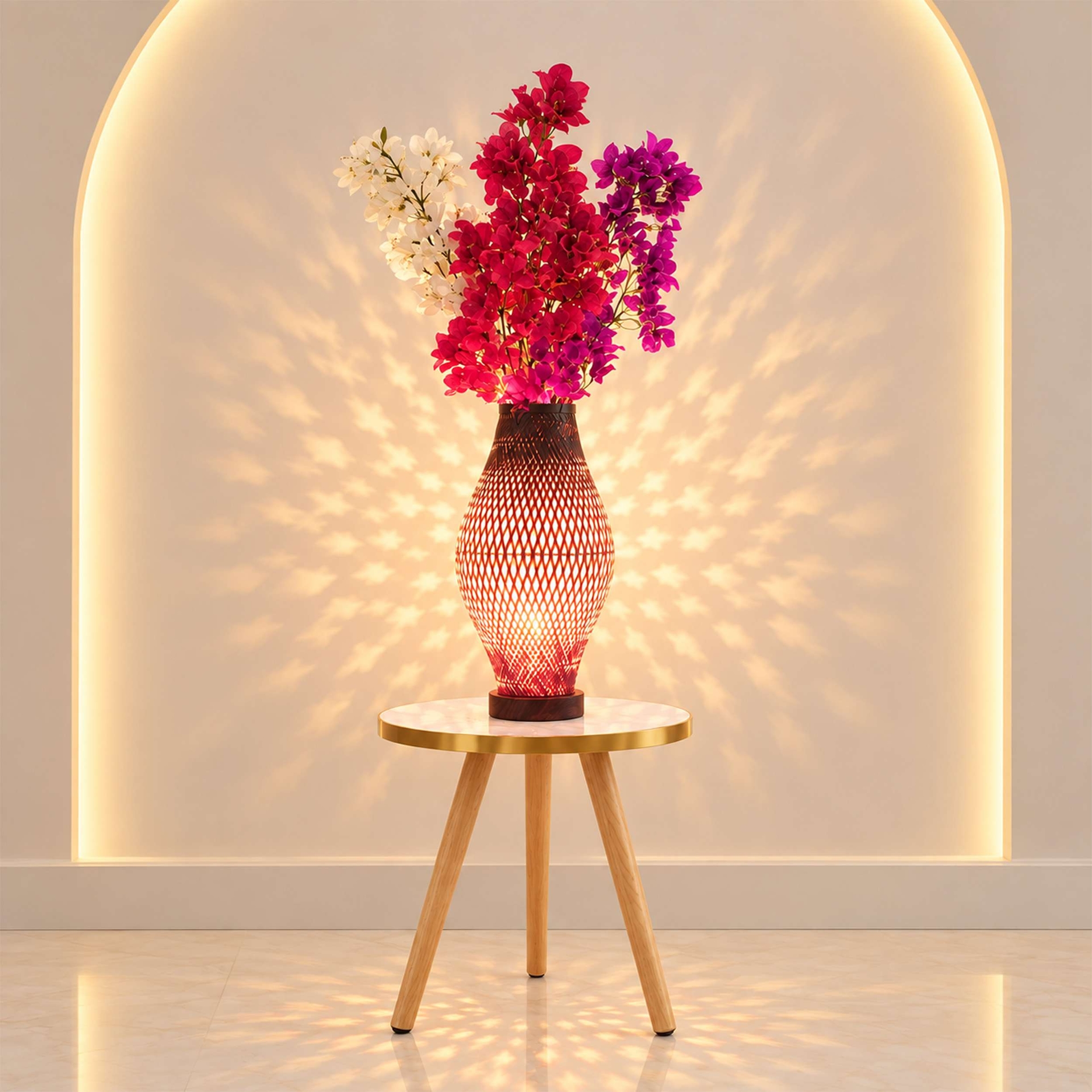 Kalshi Shape Lamp with Flowers