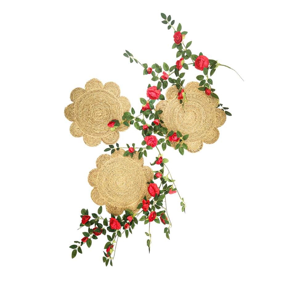 Floral Set With Artificial Red Rose Vine