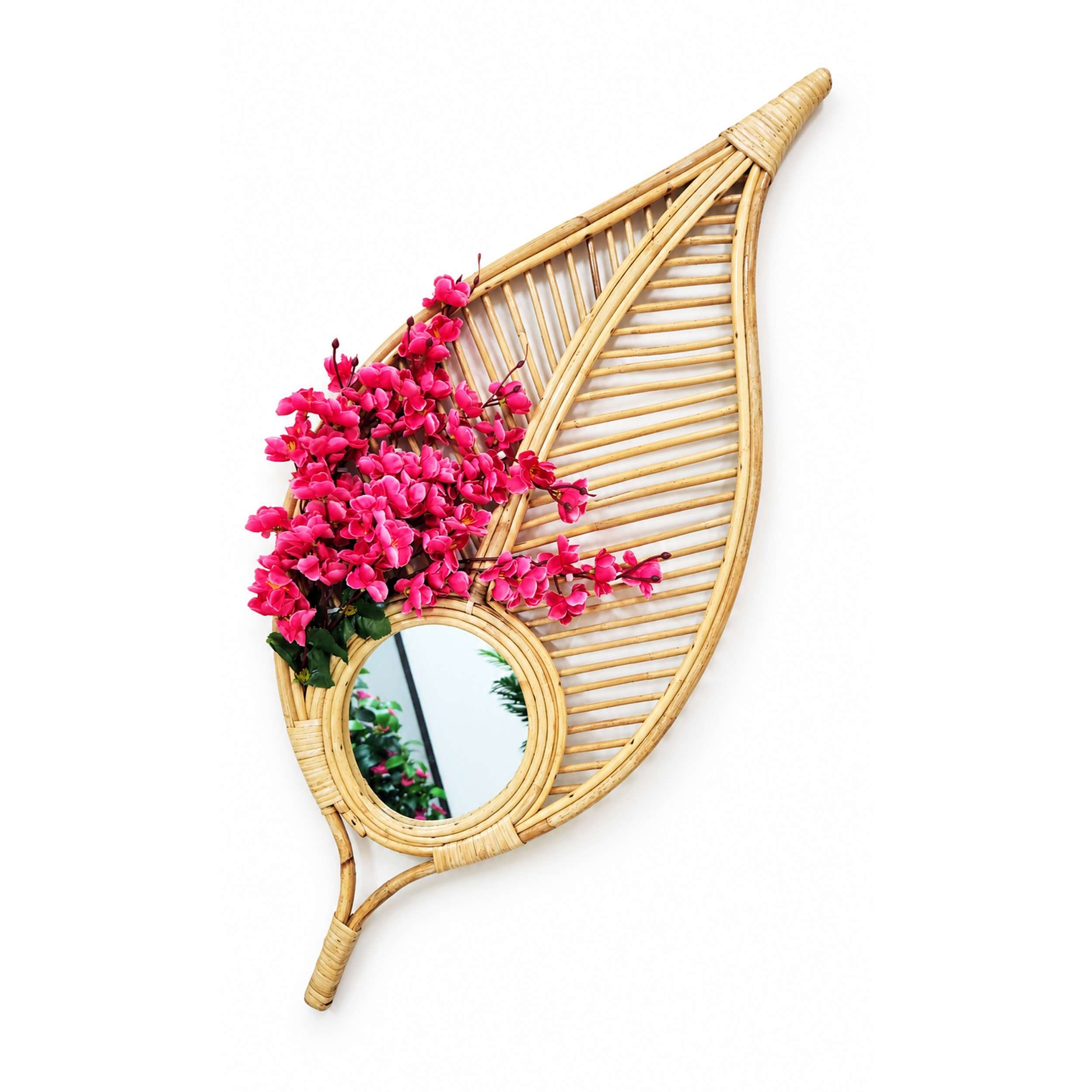 Pata (leaf) Mirror with Artificial Cherry Flower