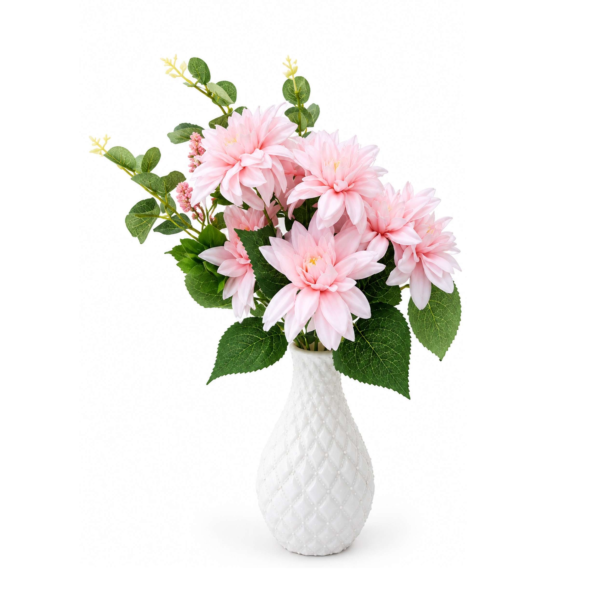 Pink Artificial Dalia Flower with Tub