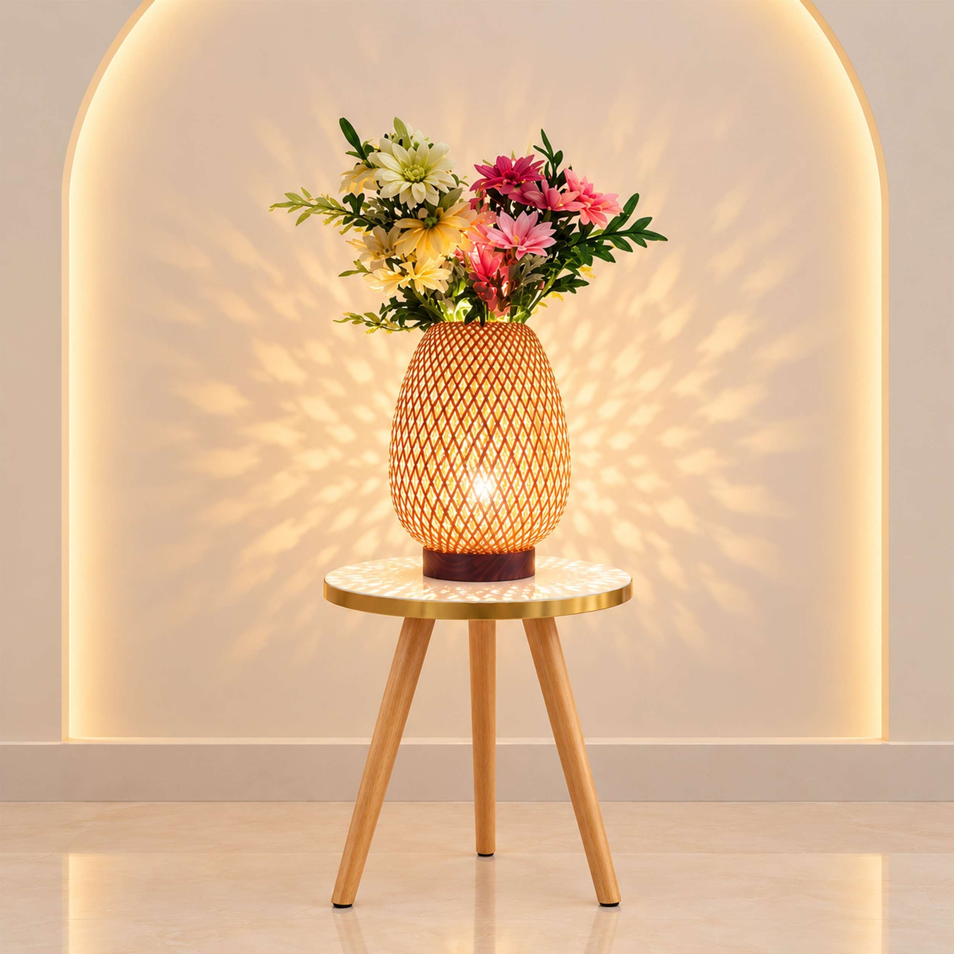 Tulip Shape Lamp with Artificial Flower